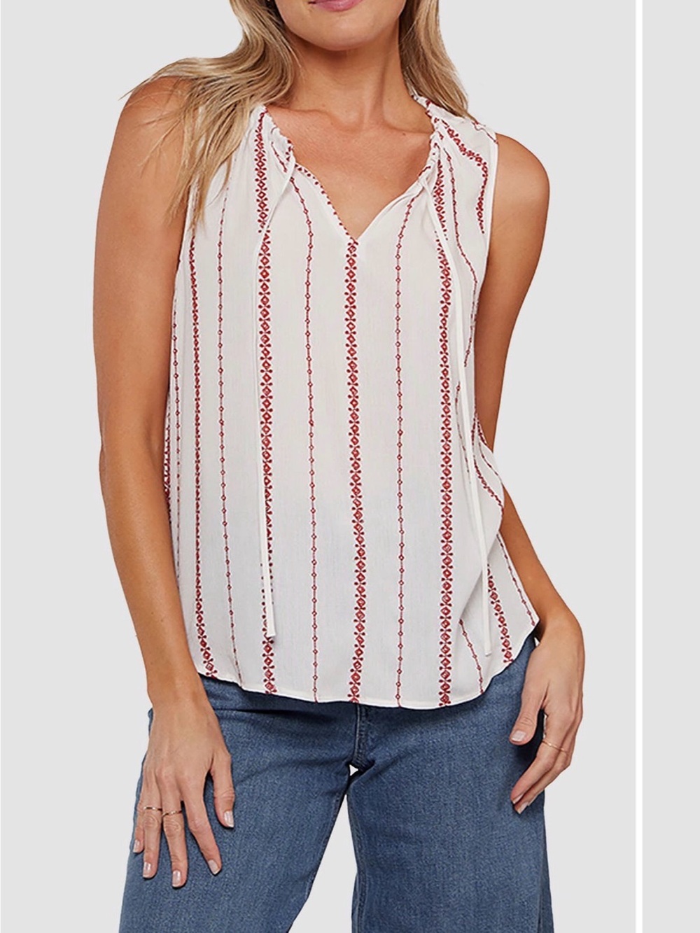 Matty M. Hannah Split Neck Tank Top